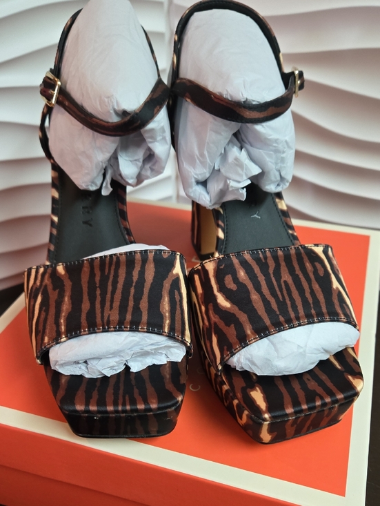 Katy Perry Collections Shoes - Katy Perry Collections The Square Open Sandal Liger Print Satin
